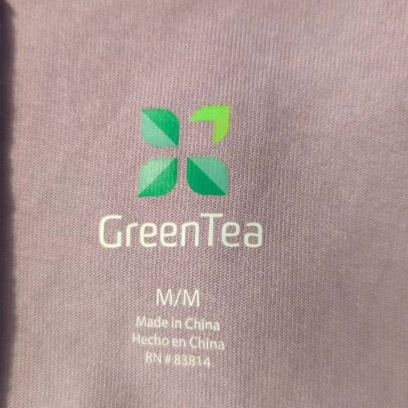 Green Tea sz M Asymmetrical Lavender Double Tiered Ruffle Oversized Stretch Top - Picture 6 of 7